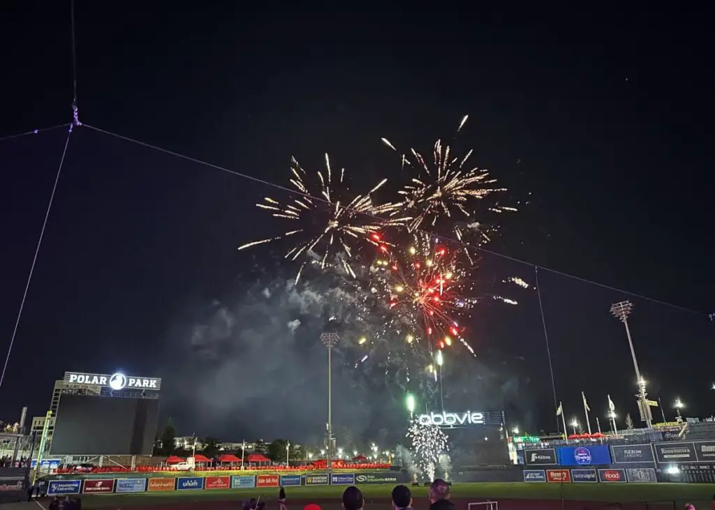 fireworks at Polar Park in Worcester, MA